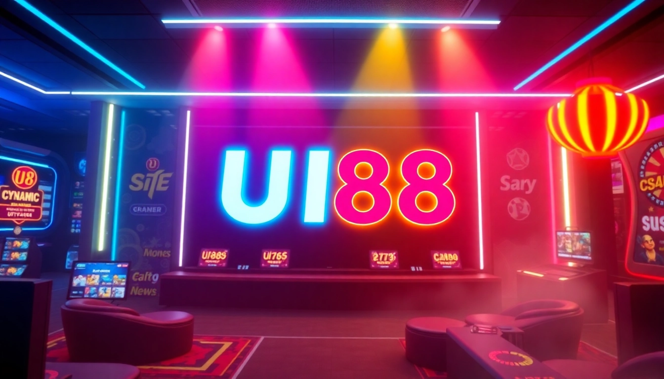 Engaging visual of the UU88 online casino platform showcasing a sleek, user-friendly interface with vibrant colors and gaming elements for casino enthusiasts.