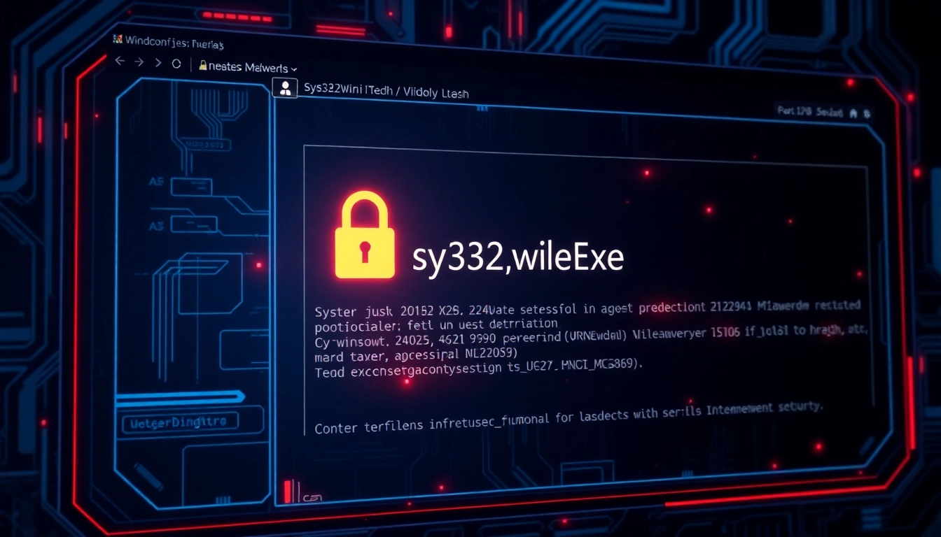 Security scanning of https://sys32win.com/ identifying sys32win.exe as suspicious malware activity on a Windows system, emphasizing cybersecurity and malware detection.