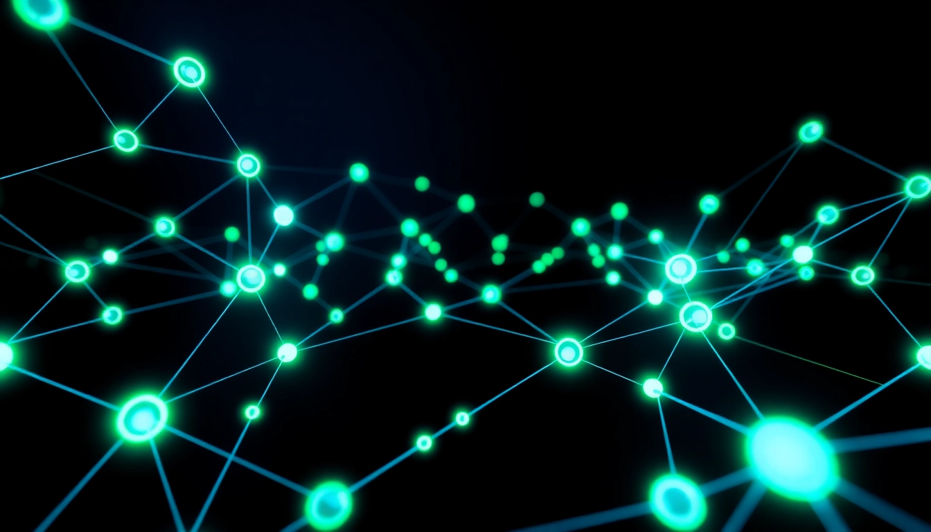 Blockchain technology featuring interconnected secure nodes highlighting digital transaction