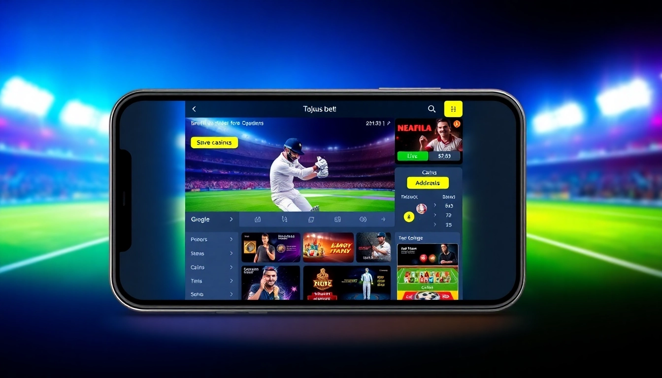 Fairplay online sports betting platform with mobile app showcasing live cricket and casino games accessible in India.