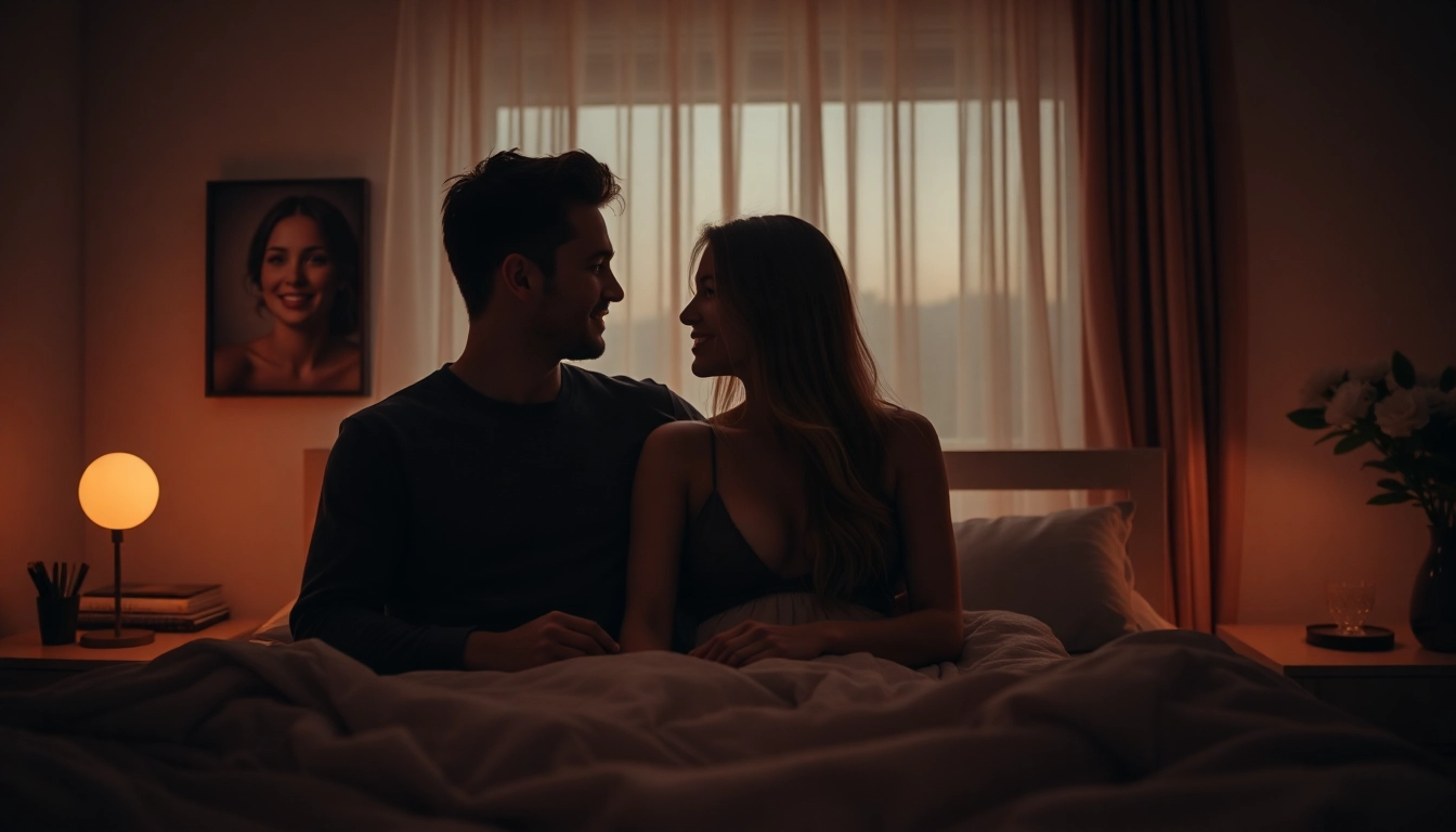 Intimate scene of a couple exchanging looks for plan cul, emphasizing discretion and attraction