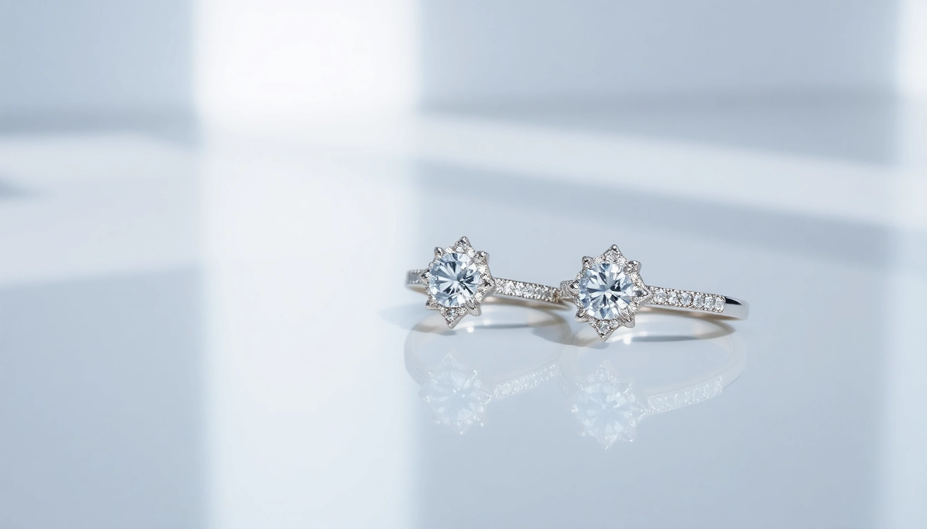 Showcase of beautiful white gold engagement rings featuring diamonds, highlighting