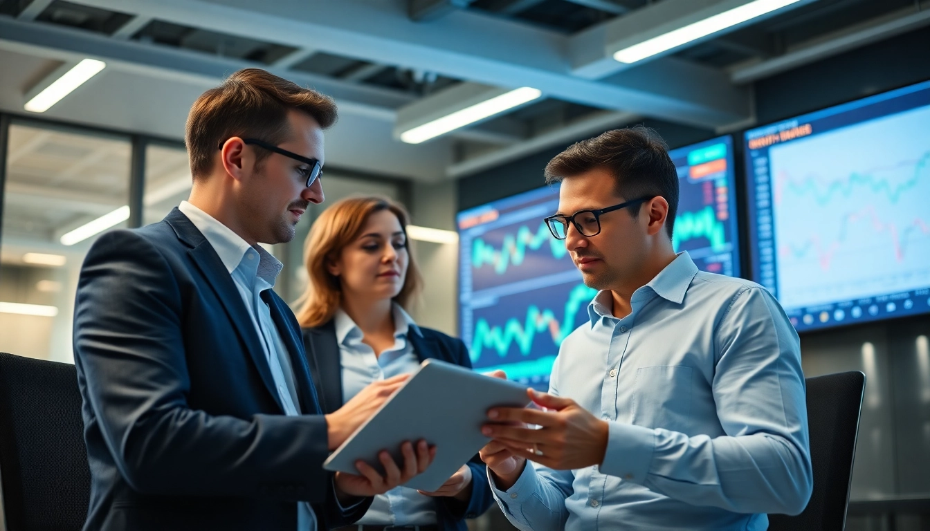 Professionals analyzing investment market updates and financial data charts for market insights