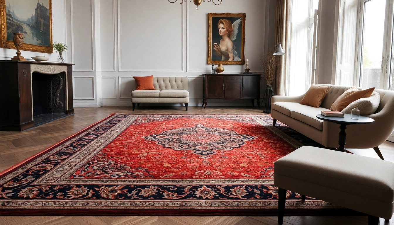 Tappeto persiano Milano is shown in a luxurious living room setting with detailed craftsmanship